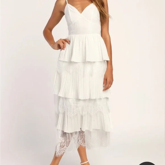 chinese dress ladies Marina Lace Tiered Midi Dress
